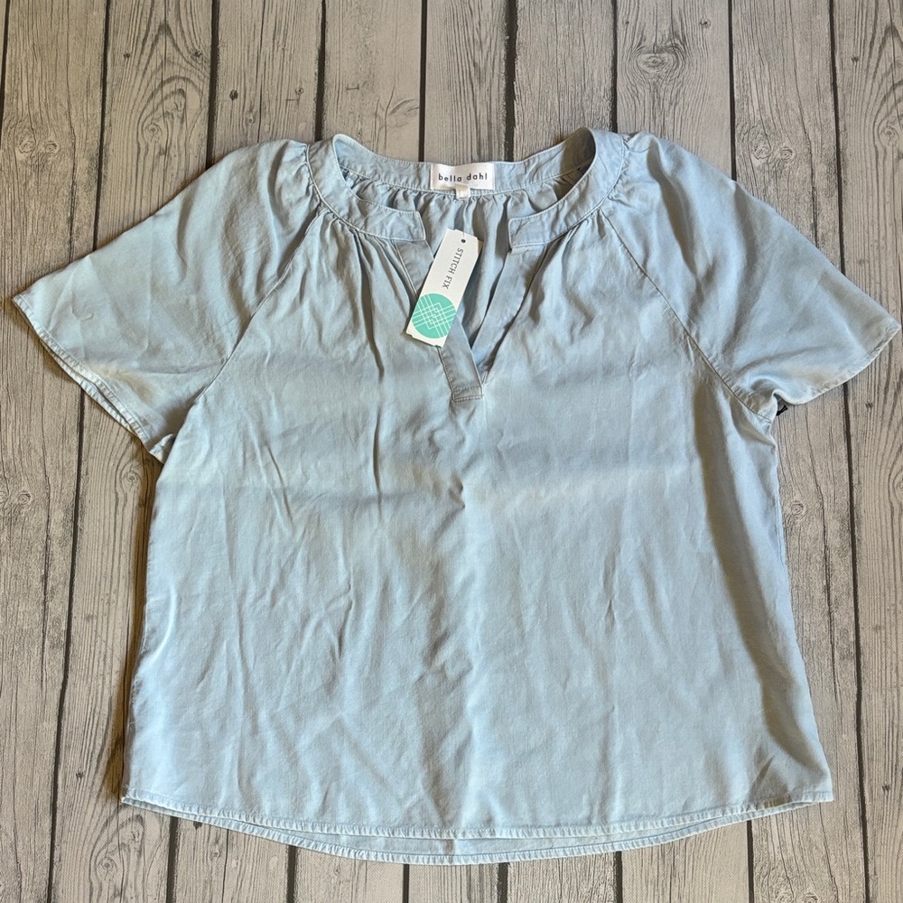 Bella Dahl Light Blue Short Sleeve Blouse